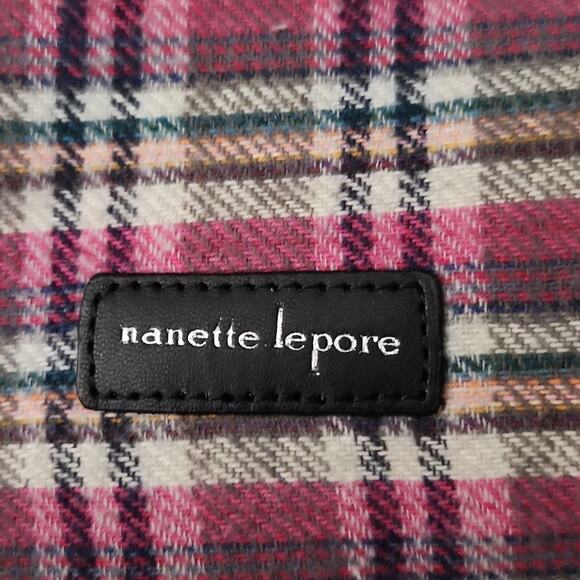 Nanette Lepore purse hand bag crossbody plaid pink - Picture 3 of 7